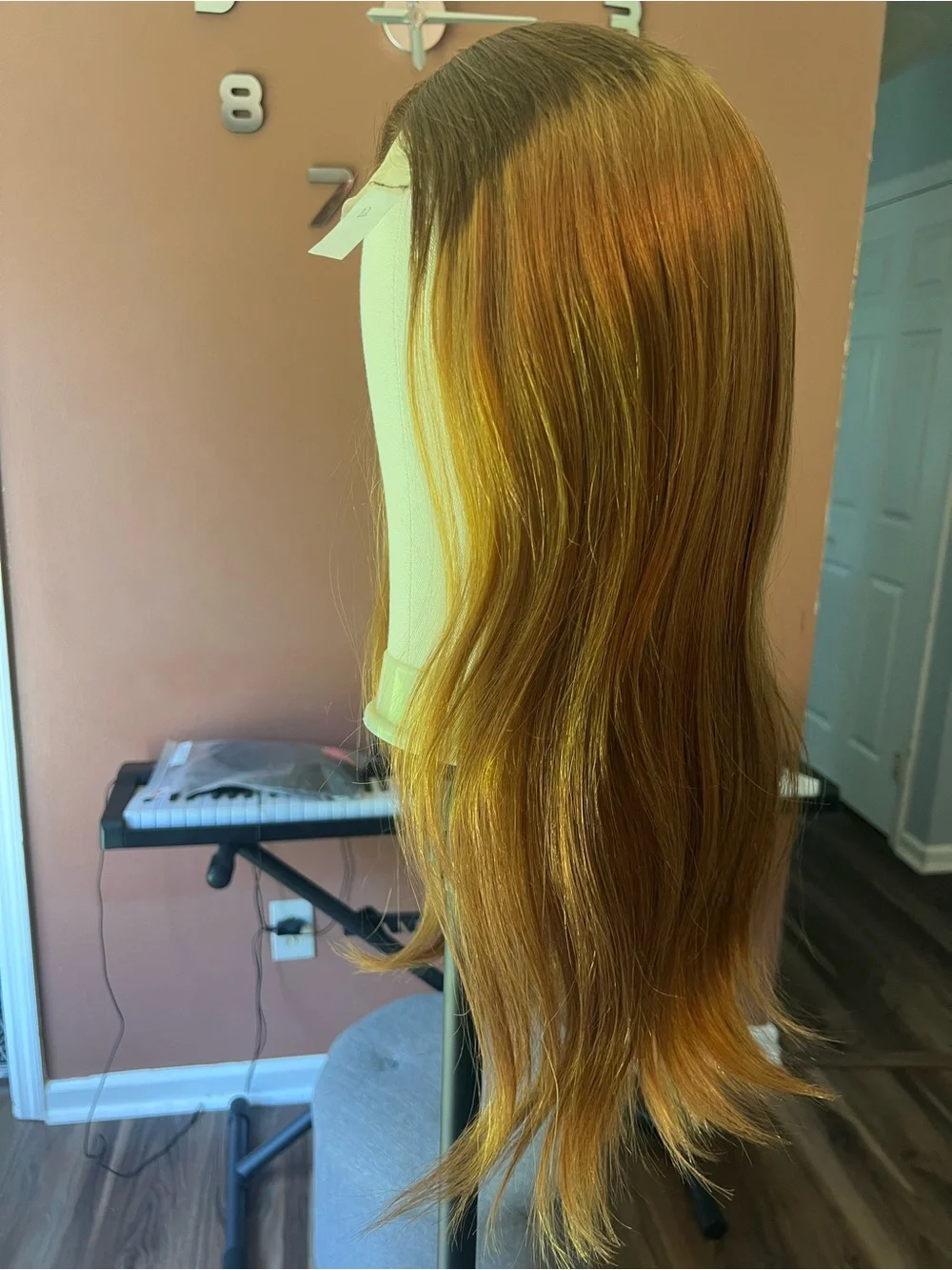 Bone Straight Ombre Wig in Copper Brown to Ginger - Human Hair